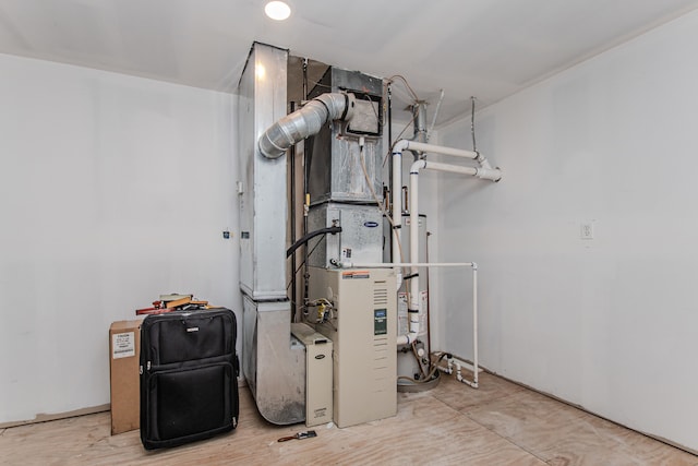 utilities with water heater and heating unit