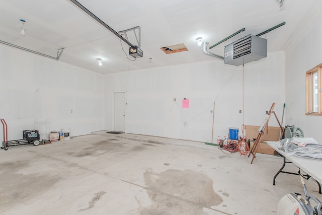 garage with a heating unit