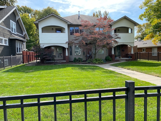 view of front of house with brick siding and covered porch