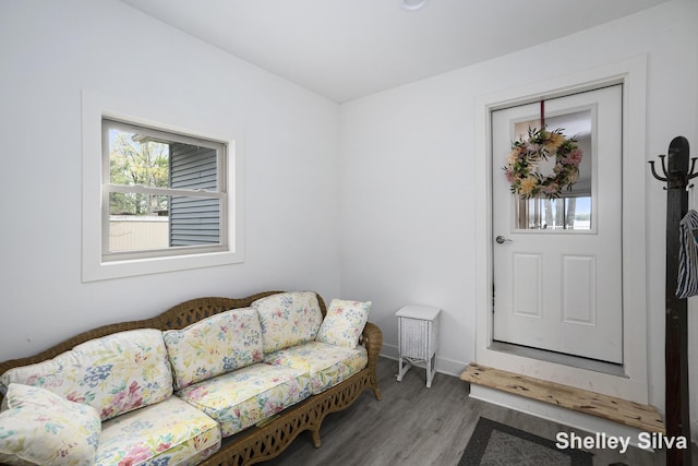 2496 Wolf Lake Dr, Baldwin, MI 49304 - living area featuring wood finished floors and baseboards
