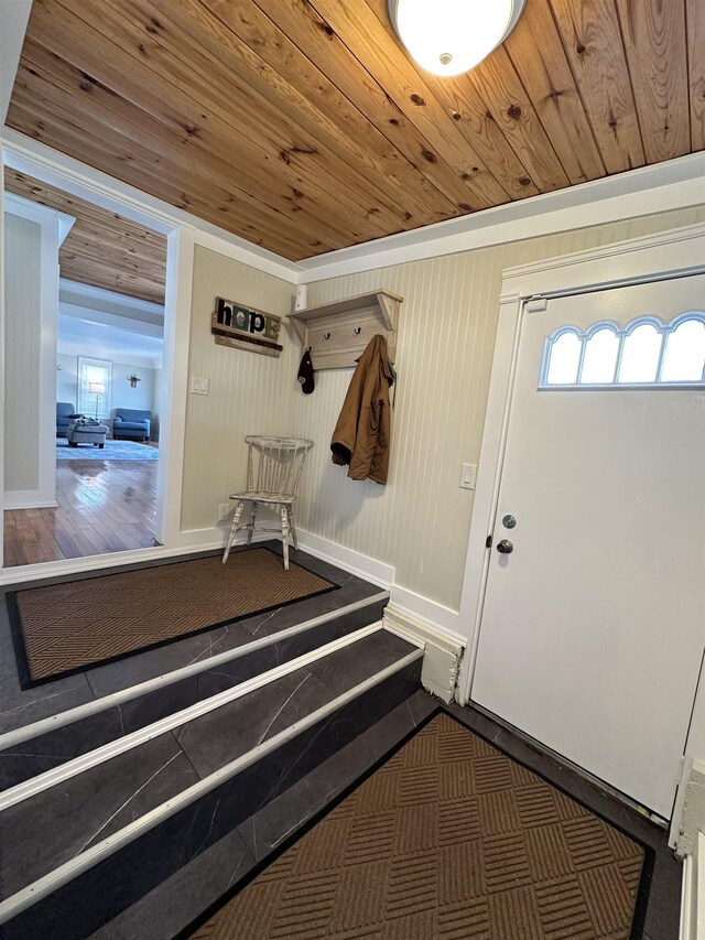 12061 Emelia St, Birch Run, MI 48415 - mudroom with wood ceiling and baseboards