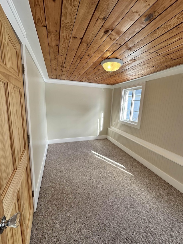 12061 Emelia St, Birch Run, MI 48415 - carpeted empty room featuring wooden ceiling, baseboards, and ornamental molding