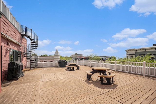 327 State St # 2, Saint Joseph, MI 49085 - deck featuring stairs, a grill, and outdoor dining space