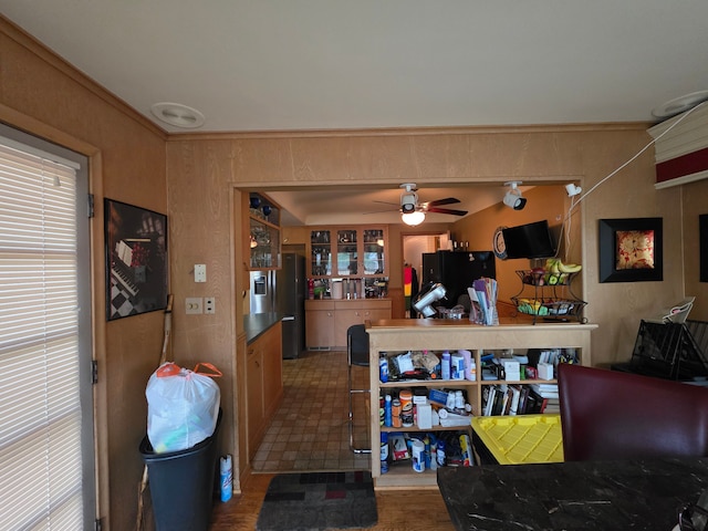 19266 Tyrone St, Harper Woods, MI 48225 - dining area with a ceiling fan and wood finished floors