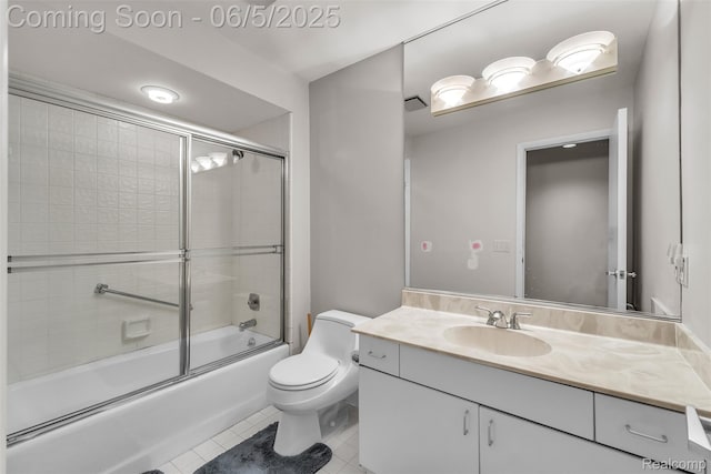 5520 Ridgewood, West Bloomfield, MI 48322 - full bathroom with vanity, toilet, tile patterned flooring, and shower / bath combination with glass door