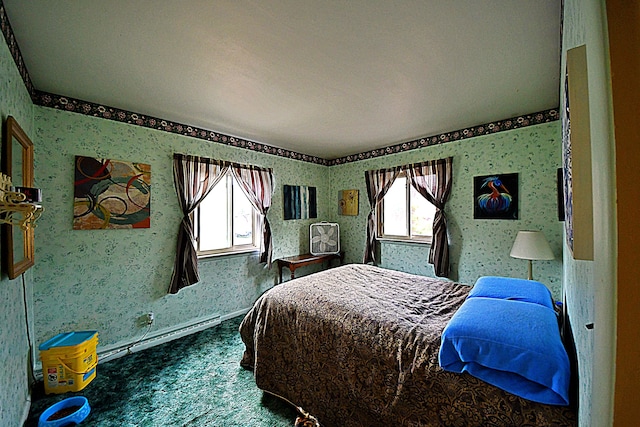 9609 E Madison Rd, Saint Helen, MI 48656 - bedroom with wallpapered walls and carpet flooring