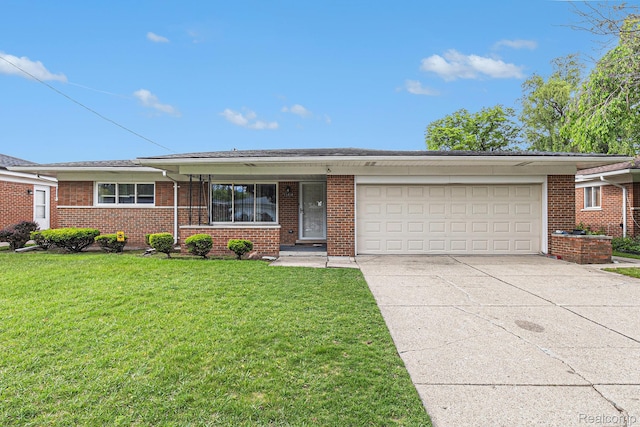 11414 Nancy Dr, Warren, MI 48093 - single story home featuring concrete driveway, a garage, a front yard, and brick siding