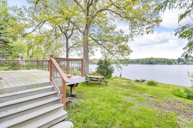 186 Goldsmith Dr, Clarklake, MI 49234 - view of green lawn with a deck with water view