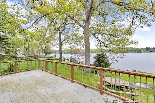 186 Goldsmith Dr, Clarklake, MI 49234 - deck featuring a water view and a lawn
