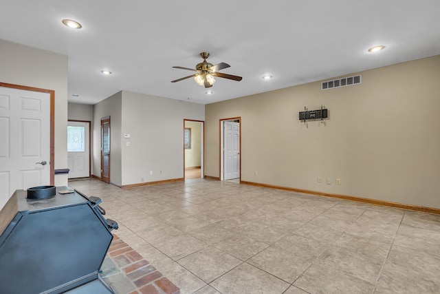 186 Goldsmith Dr, Clarklake, MI 49234 - exercise area with ceiling fan, recessed lighting, baseboards, and light tile patterned floors
