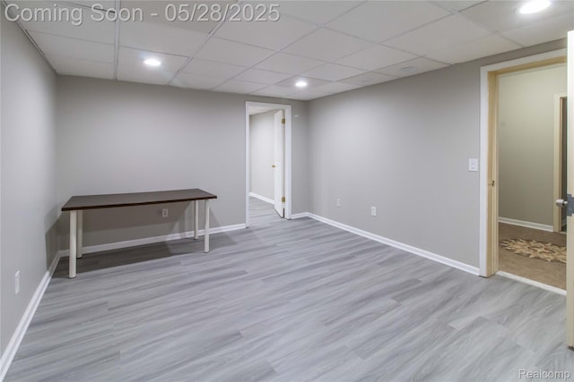22170 Orchard Way, Beverly Hills, MI 48025 - finished below grade area with baseboards, a drop ceiling, wood finished floors, and recessed lighting