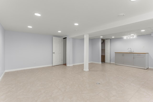15945 Horger Ave, Allen Park, MI 48101 - finished below grade area with a sink, recessed lighting, and baseboards