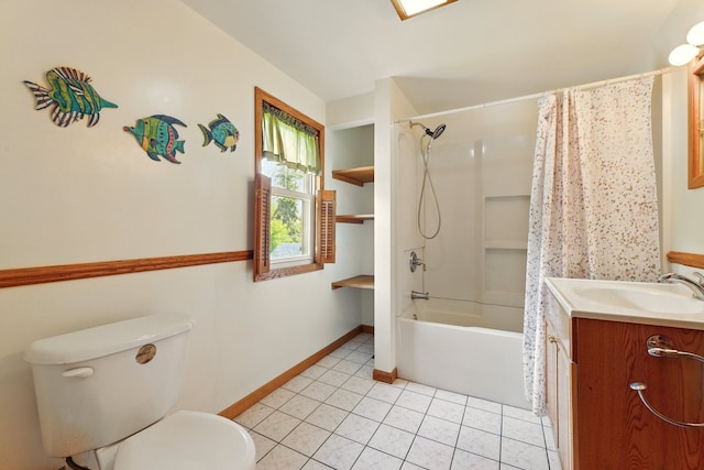 1410 12th St, Port Huron, MI 48060 - bathroom featuring tile patterned floors, vanity, baseboards, toilet, and shower / tub combo