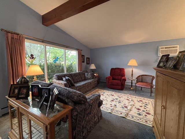 300 Maplecrest Ave, Sturgis, MI 49091 - living area featuring carpet, an AC wall unit, and a baseboard heating unit