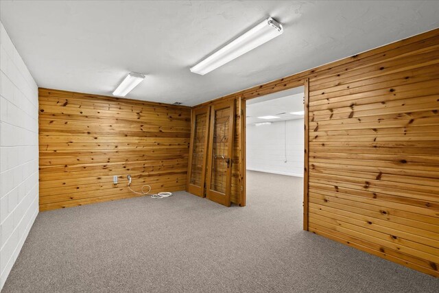 6557 N Twindale, Shelby Twp, MI 48316 - unfurnished room with wood walls and carpet floors