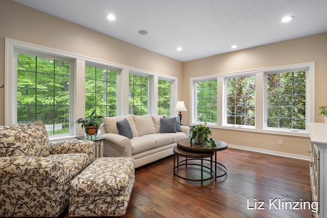 966 Timber Winds Dr SW, Grand Rapids, MI 49534 - living area with healthy amount of natural light, baseboards, recessed lighting, and dark wood finished floors