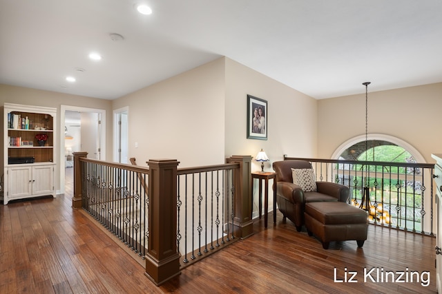 966 Timber Winds Dr SW, Grand Rapids, MI 49534 - hallway with an upstairs landing, dark wood-style floors, and recessed lighting