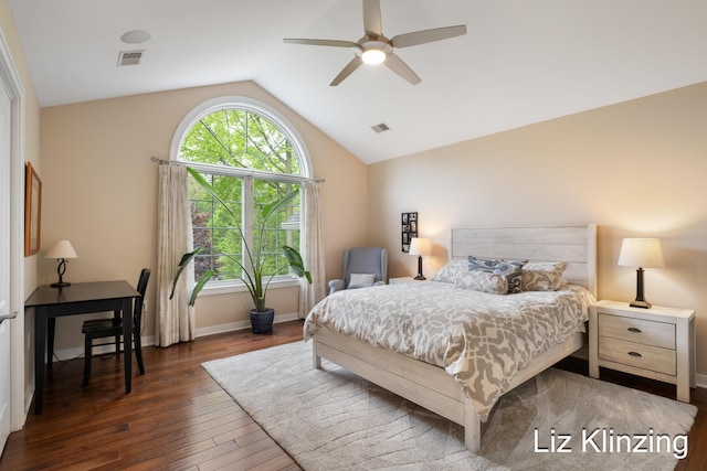 966 Timber Winds Dr SW, Grand Rapids, MI 49534 - bedroom featuring hardwood / wood-style floors, lofted ceiling, a ceiling fan, and baseboards