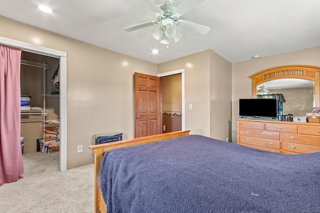 2495 Stitt Rd, Mio, MI 48647 - bedroom with carpet, a closet, ceiling fan, recessed lighting, and a spacious closet