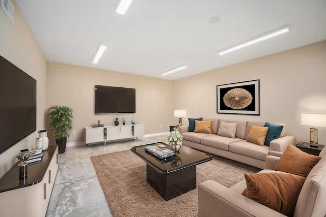 2380 Avalon Woods Dr, Portage, MI 49024 - living room featuring light marble finish floors and baseboards