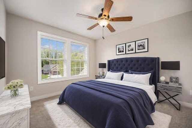 2380 Avalon Woods Dr, Portage, MI 49024 - bedroom featuring carpet flooring, baseboards, and ceiling fan