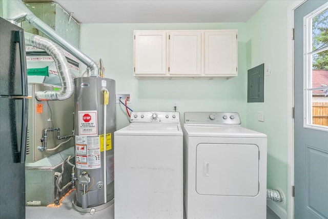 1210 Red Leaf Ln, Ypsilanti, MI 48198 - washroom featuring gas water heater, washing machine and dryer, electric panel, cabinet space, and plenty of natural light