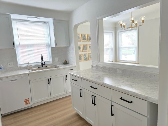 15360 Collinson Ave, Eastpointe, MI 48021 - kitchen featuring dishwasher, a sink, plenty of natural light, and backsplash