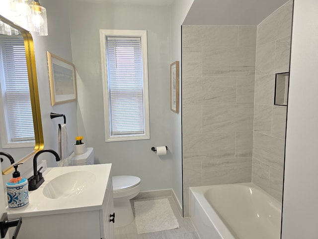 15360 Collinson Ave, Eastpointe, MI 48021 - bathroom with baseboards, vanity, toilet, and  shower combination