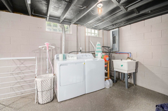 3488 Hilton Estates Dr, Brighton, MI 48114 - laundry room with washing machine and clothes dryer and electric panel
