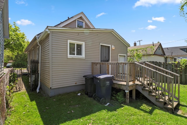202 Haltiner St, River Rouge, MI 48218 - rear view of house with a wooden deck