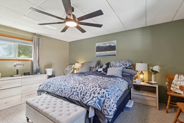 716 Allen St, Caro, MI 48723 - carpeted bedroom featuring a paneled ceiling and a ceiling fan