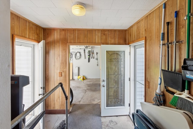 716 Allen St, Caro, MI 48723 - doorway to outside with wooden walls