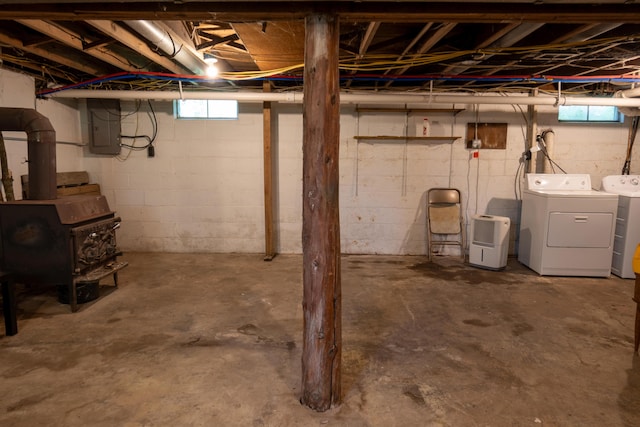 10465 Range Line Rd, Berrien Springs, MI 49103 - below grade area featuring washer and dryer and electric panel