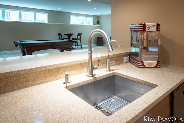 3099 Pickford Dr SE, Ada, MI 49301 - kitchen view of a sink, recessed lighting, billiards table, and light countertops