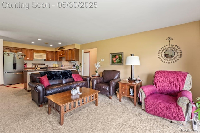 9200 River Rd Unit 3, Clay, MI 48001 - living room featuring light carpet and recessed lighting