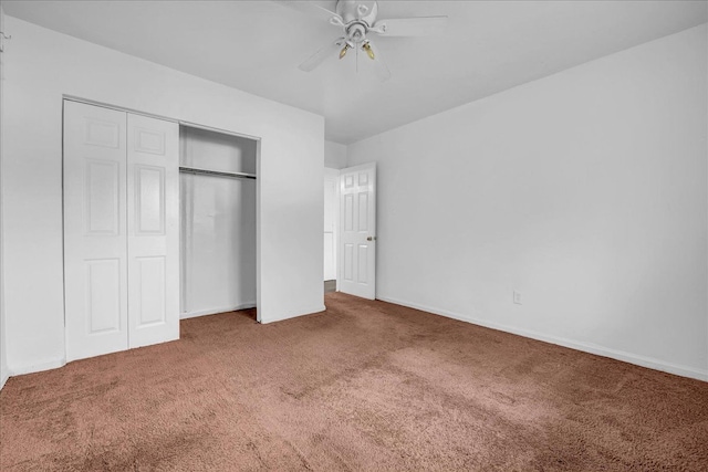 228 Hughes Ave, Pontiac, MI 48341 - unfurnished bedroom featuring carpet flooring, a closet, a ceiling fan, and baseboards