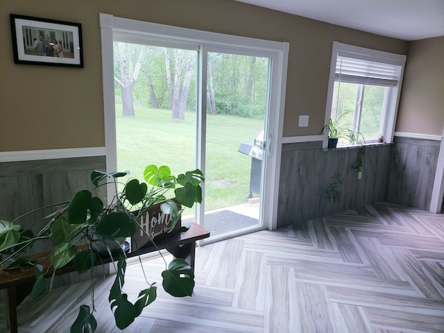 15701 Middlebelt Rd, Romulus, MI 48174 - doorway with a wainscoted wall