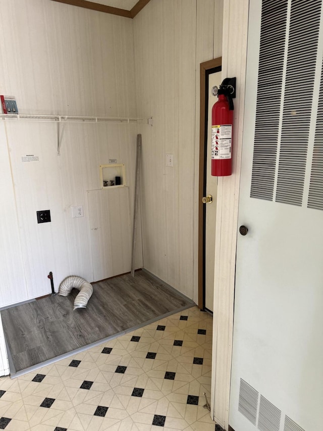 829 Savannah River Dr, Adrian, MI 49221 - laundry room with a heating unit, hookup for a washing machine, and light wood finished floors