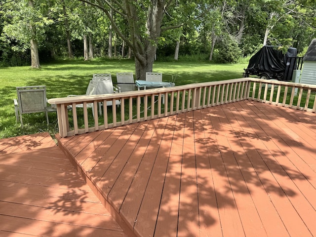 829 Savannah River Dr, Adrian, MI 49221 - wooden deck featuring a yard and view of wooded area