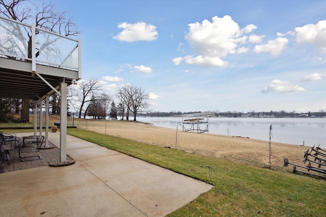 1259 Rose Dr, Niles, MI 49120 - view of green lawn with a water view and a patio area