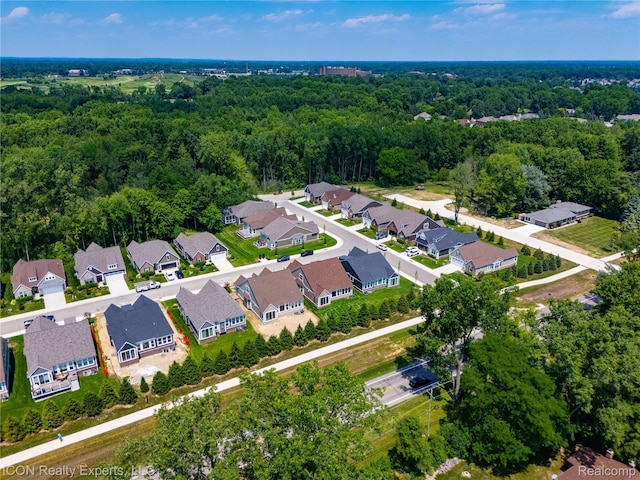 2396 Pondview Ln, Troy, MI 48085 - aerial view of property's location with nearby suburban area and a heavily wooded area