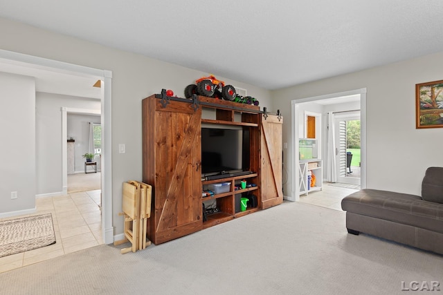 9705 Crescent Ct, Tecumseh, MI 49286 - living area featuring tile patterned flooring, baseboards, and carpet