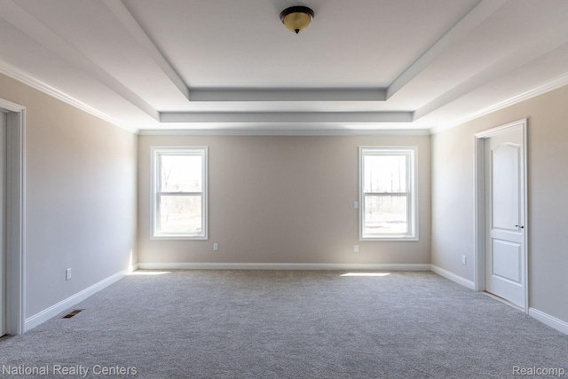 7118 Oak Ridge Ct, Clarkston, MI 48348 - spare room featuring a tray ceiling, carpet floors, plenty of natural light, and crown molding