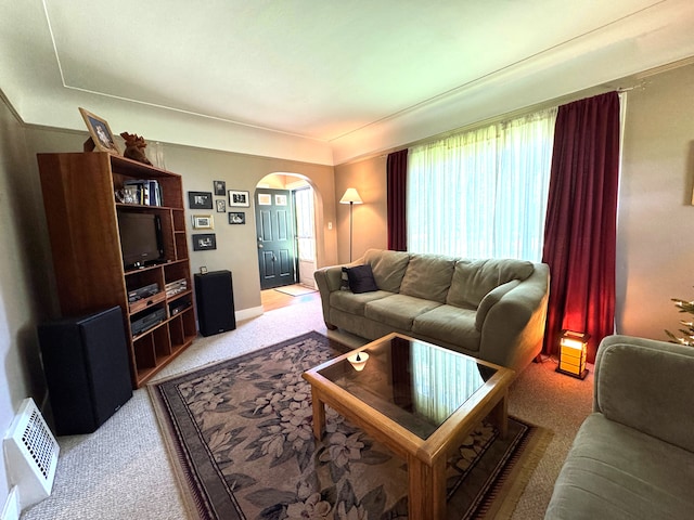 25220 Code Rd, Southfield, MI 48033 - living room with light colored carpet and arched walkways