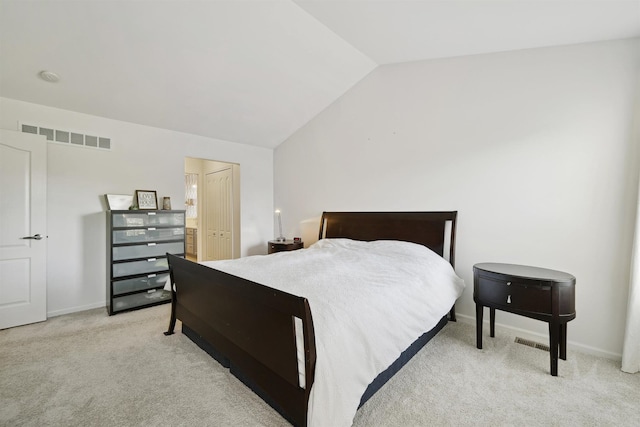 5639 Heathland Cir, Clarkston, MI 48346 - bedroom featuring light colored carpet, vaulted ceiling, and baseboards