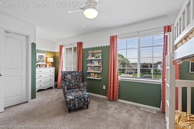 52851 Schafers Run Ct, Chesterfield, MI 48051 - living area with carpet floors and ceiling fan