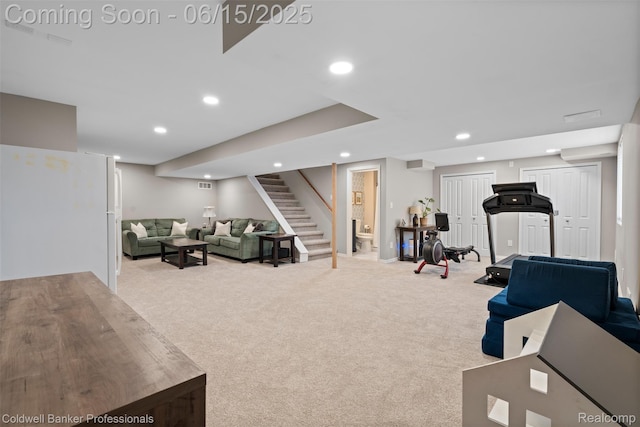 52851 Schafers Run Ct, Chesterfield, MI 48051 - workout room featuring carpet flooring and recessed lighting