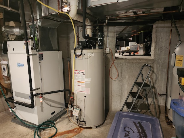 5005 S Brye Rd, Ludington, MI 49431 - utility room with gas water heater and heating unit