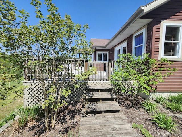 5005 S Brye Rd, Ludington, MI 49431 - doorway to property featuring a wooden deck