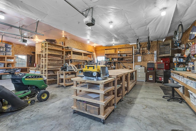 8595 Rives Junction Rd, Rives Junction, MI 49277 - garage with a workshop area and a garage door opener